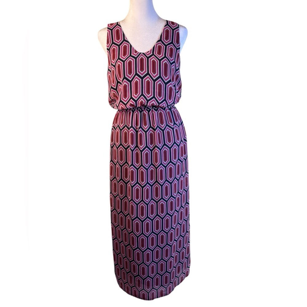 Banana Republic Empire Waist Geometric Print Sleeveless Maxi Dress Size 6